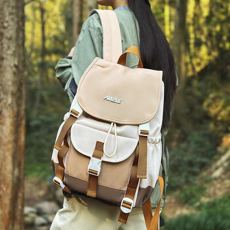 New college style cute girl backpack casual large capacity backpack fashion contrasting color middle school student schoolbag backpack