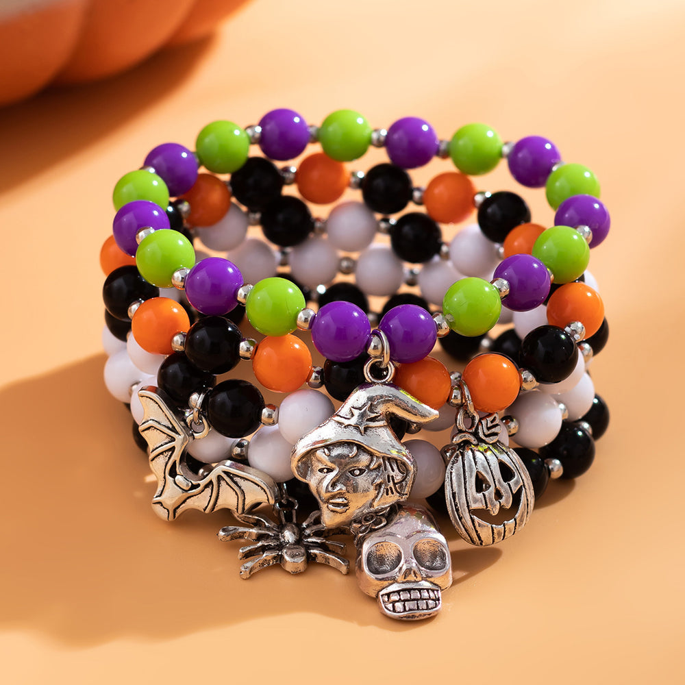 Halloween pumpkin bracelet wholesale fashion cross-border jewelry women's new ghost face skull bat pendant bracelet accessories