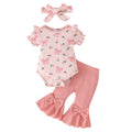 Baby clothing kids set children outfit pink short-sleeved khaki + pink long