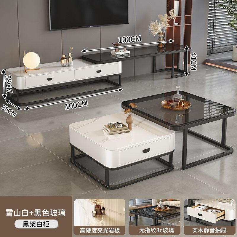 Nordic rock slab coffee table - new arrival: modern minimalist sofa table for living room, small space, and light luxury home decor