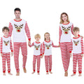 Ready-to-ship  cotton christmas pajamas - european & american style reindeer solid color print long sleeve family matching set