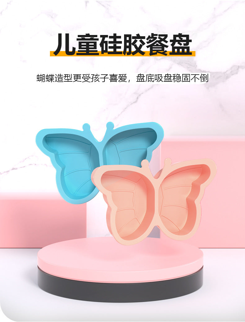 Children's Plate Silicone Suction Cup Learning Food Bowl Grid Plate Infant and Toddler Feeding Tableware Food Grade Baby Supplementary Food Bowl