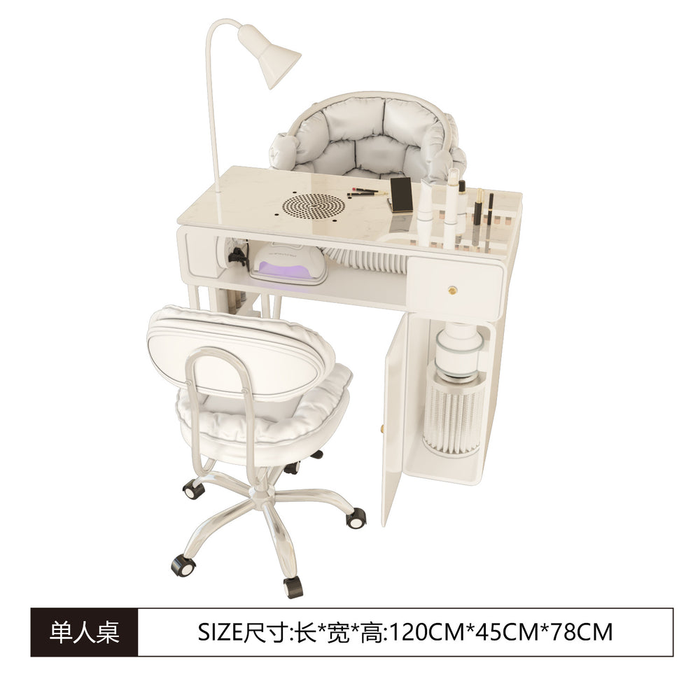 New arrival: extra-wide 45 turbine engraved grade vacuum marble & porcelain surface multifunctional minimalist nail table and chair set