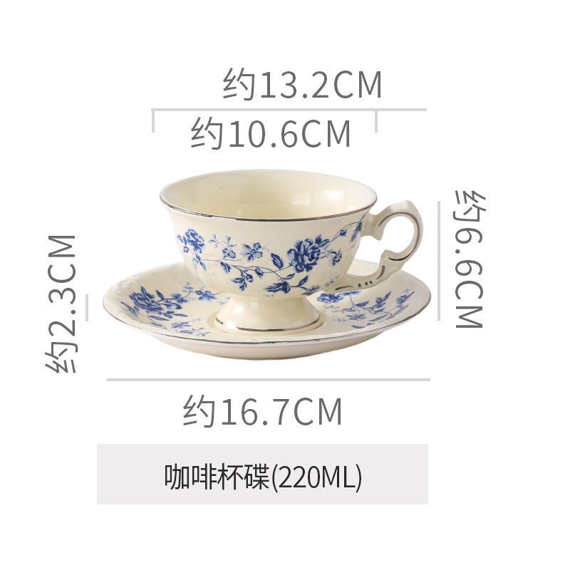 European-style stylish palace style ceramic coffee cup and saucer floral afternoon tea cup teapot milk pot sugar pot stylish combination