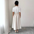 new european and american cross-border fashion: french chic white fitted waist dress