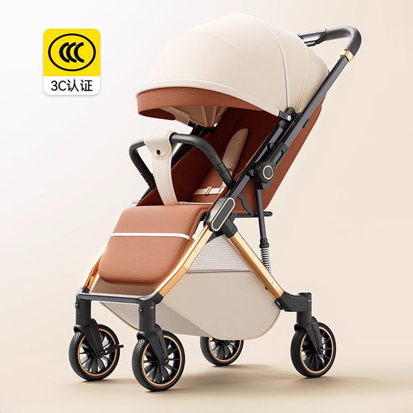 Four-wheeled stroller can sit and lie down, folding high landscape two-way baby stroller, newborn stroller portable