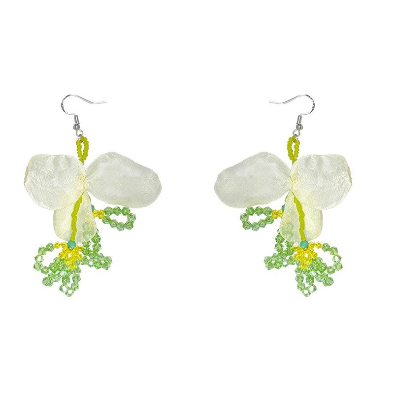 Green island beaded flower stud earrings for women - 2025 new hot style, beach vacation vibes, statement earrings, accessories