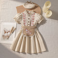 spring/summer new arrival: cross-border pastoral style girls' embroidered dress with headscarf