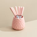Minimalist style cross-border water cube fruit fork storage jar ceramic handle fruit fork hammered texture high-value jar set