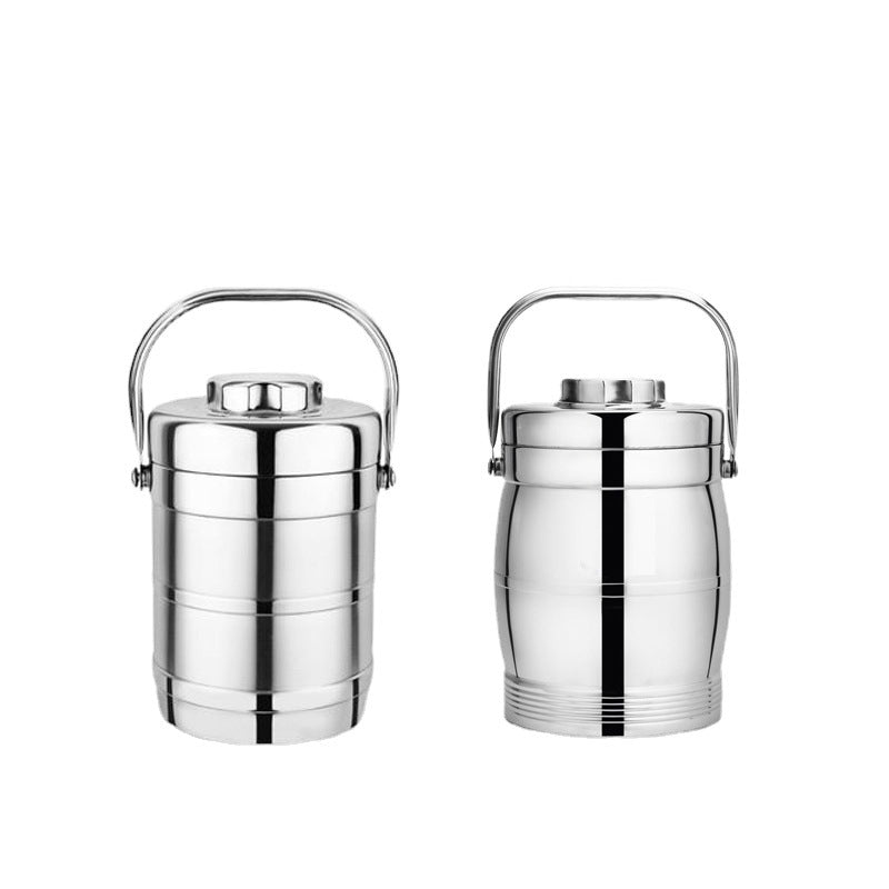Double-layer stainless steel dinner plate lunch box three-layer insulation bucket student 3-layer lunch box large capacity 3.2l multi-layer pot