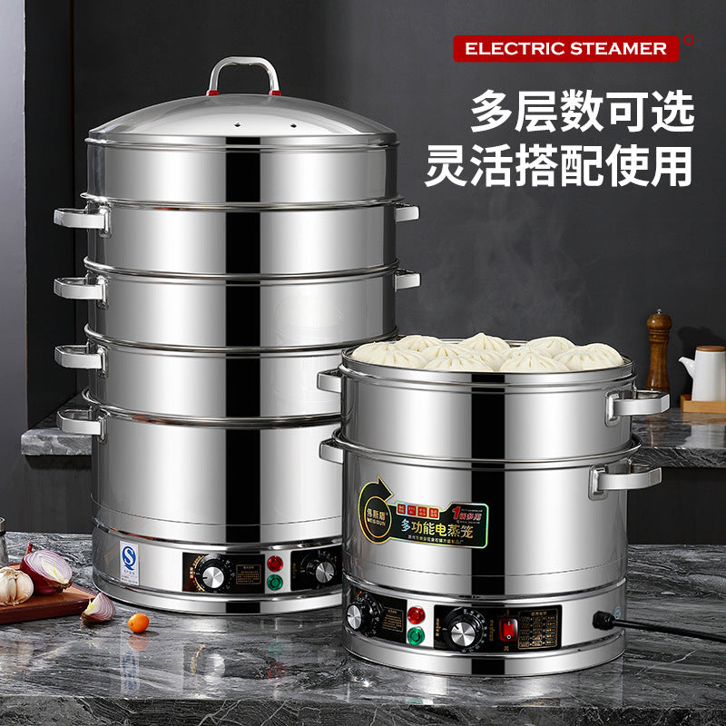 Thickened stainless steel electric steamer new arrival three-layer capacity electric steamer multi-functional commercial for home large multi-layer steamer