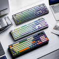 Dazzling silver fox tk100 wireless bluetooth dual-mode mechanical feel keyboard with pbt keycaps, display, and rotary encoder