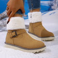 Cotton shoes fleece-linedheattechwinter snow boots women's belt buckle new style side zipper large size wholesale
