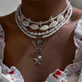 Imitation pearl necklace wholesale cross-border shell jewelry niche high-end clavicle chain female marine necklace accessible luxury necklace