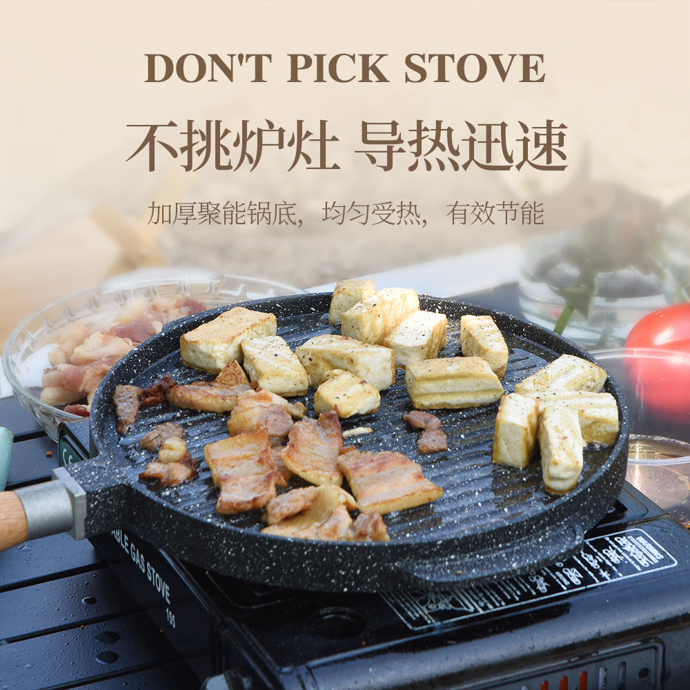 Factory direct supply for home aluminum non-stick round teppanyaki steak pizza stone frying pan baking dish