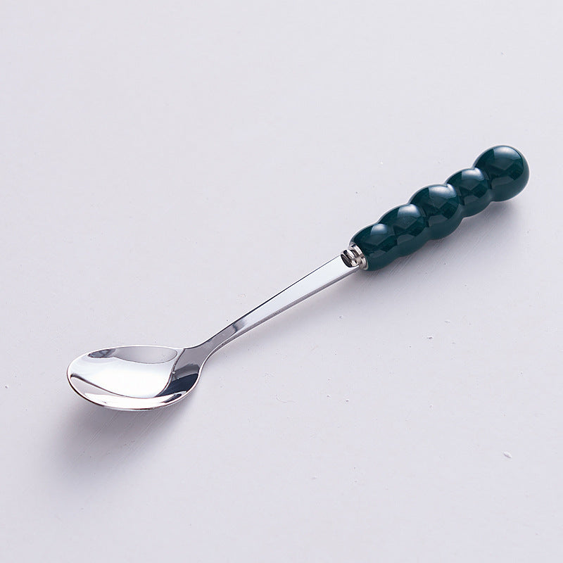 Luxury pearl fruit picks ceramic storage jar creative fork spoon home stainless steel fruit fork set wholesale