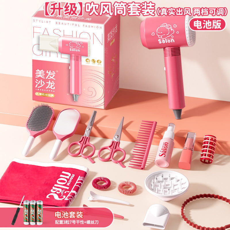 Kids' hair salon playset - realistic pretend play kit with hairdressing tools, comb, straightener, curling iron - perfect birthday gift for girls