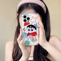 Photo frame airbag compatible with apple 16 pro, cartoon shin-chan soft case, iphone xr rotating snot phone protective cover