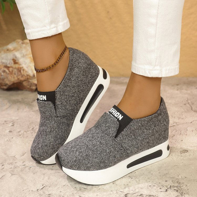 women's fashion flat heel hidden wedge mesh breathable casual flats - supports cross-border platforms and dropshipping