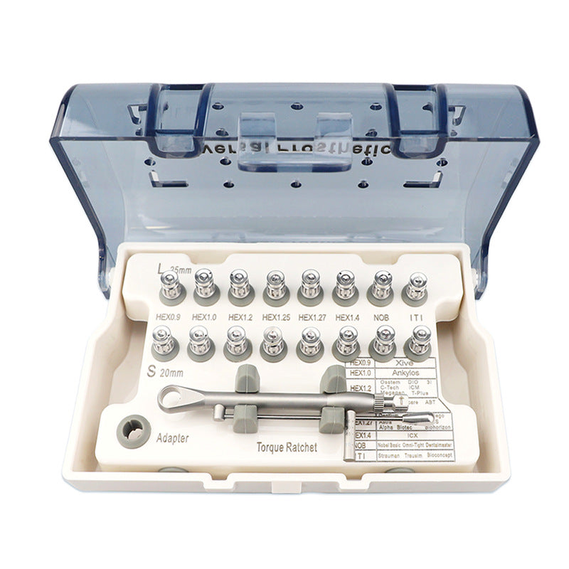 Dental implant repair tool box, color, silver knife head, oral box, Aojutai Korean screwdriver torque