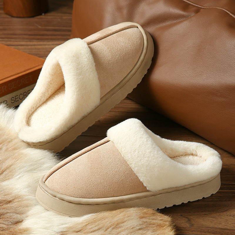 2025 new women's warm cotton slippers for home, autumn/winter fuzzy indoor slippers, men's winter thick-soled house slippers