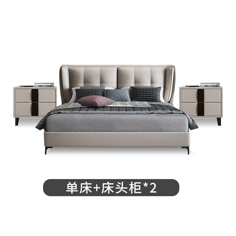 Italian accessible luxury leather bed modern small apartment 1.5m soft-packed leather bed master bedroom 1.8m double wedding bed