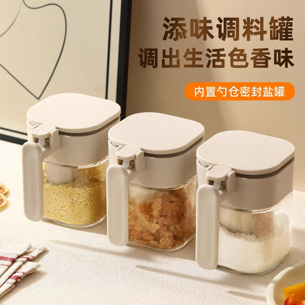 Kitchen seasoning tank Household seasoning bottle Sealed salt tank Moisture-proof seasoning storage box Cumin glass seasoning box
