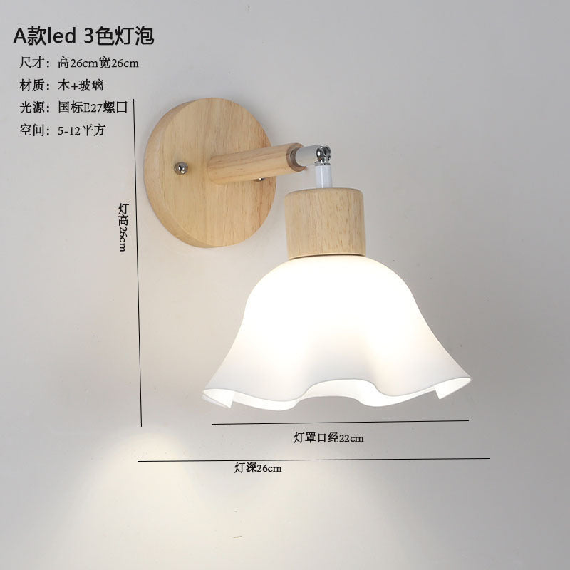 Log wind wall lamp Japanese living room wall lamp wabi wind bedroom bedside lamp B & B universal variety of lighting