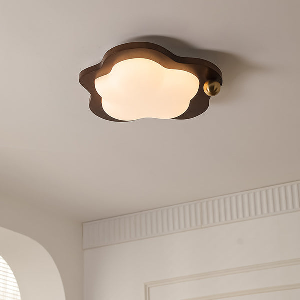 Wabi Sansan wind walnut color ceiling light Japanese retro cloud master bedroom study light medium antique children's room star light