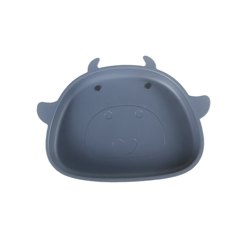 Amazon cartoon silicone plate kids food bowl suction bowl baby feeding utensils baby food suction plate drop-proof