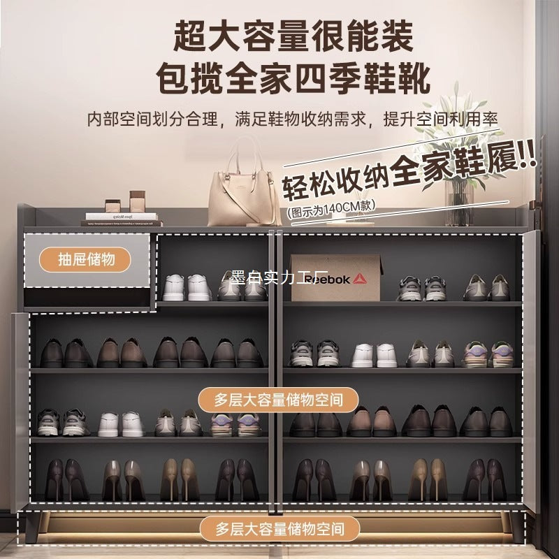 Shoe cabinet household door storage cabinet integrated against the wall simple door porch cabinet locker solid wood legs home shoe rack
