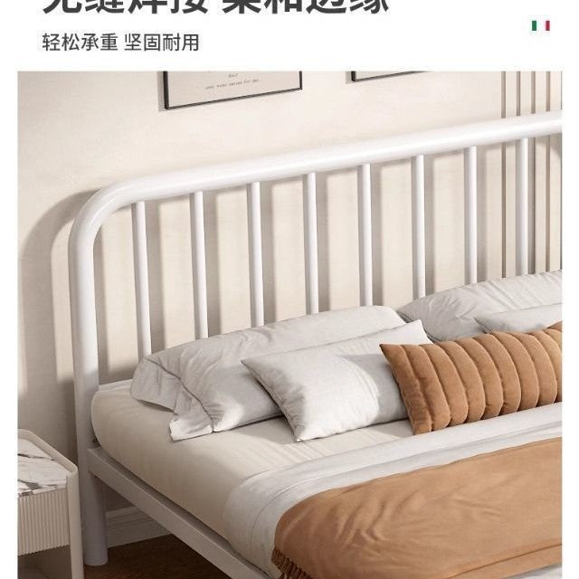 Wrought iron bed double bed 1.8m european style casual1.5 reinforced thickened single iron bed rental house iron frame bedkids