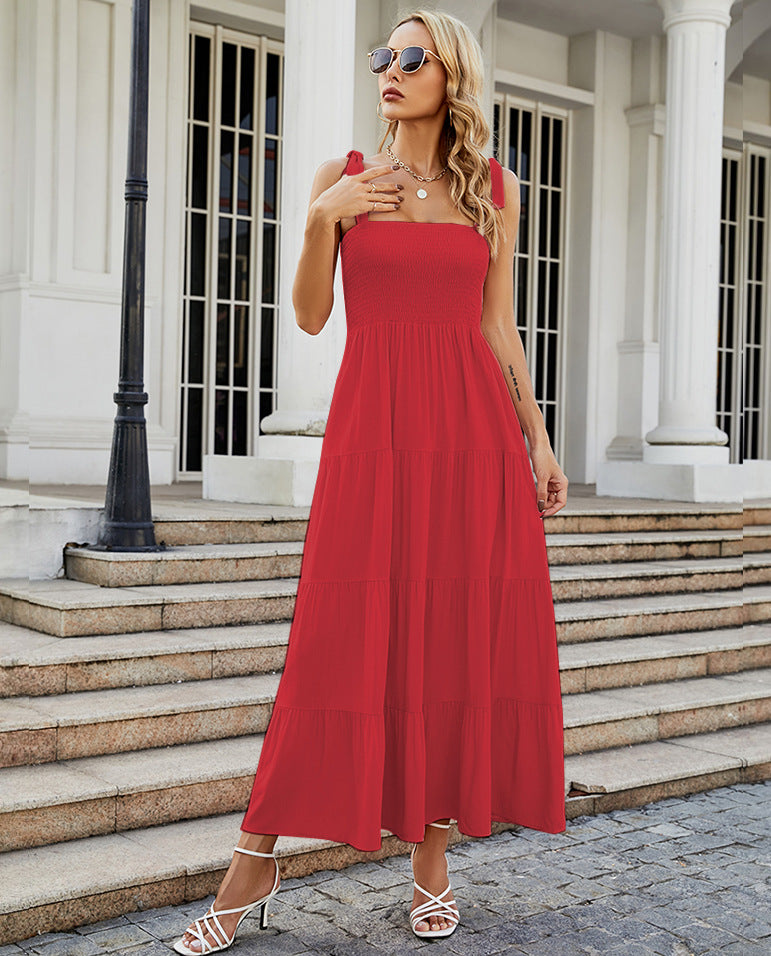 cross-border fashion summer women's  commuter sleeveless spicy girl print long slip dress
