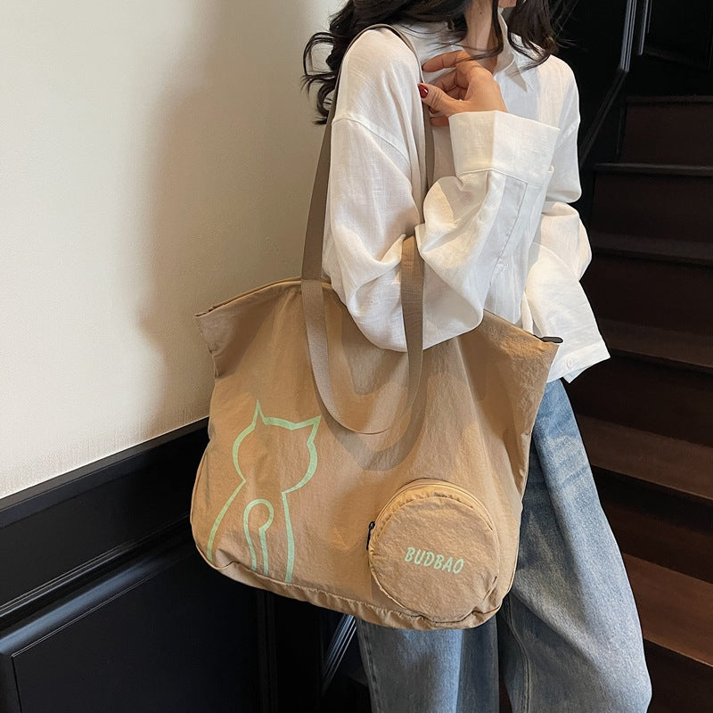 Cross-border foldable tote bag women's large-capacity storage shoulder bag sports fitness yoga bag handbag