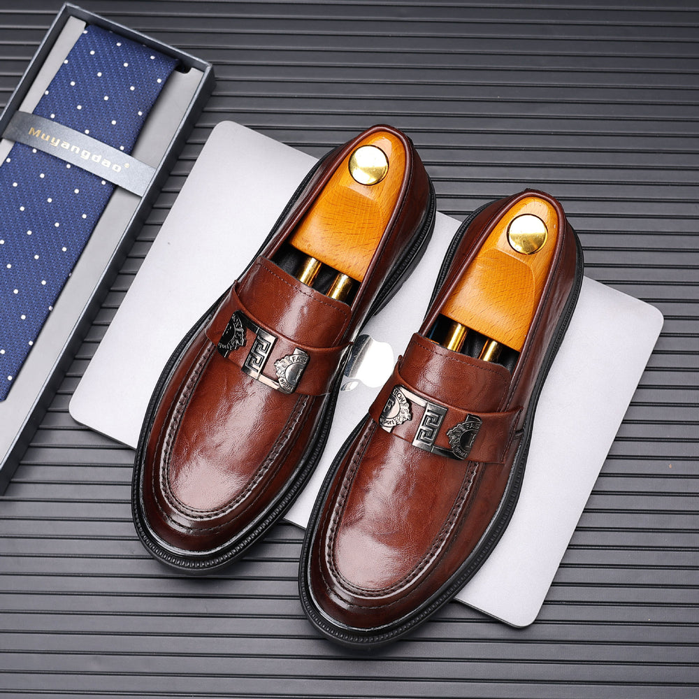 Genuine leather shoes for men autum breathable business formal wear british style loafers slip-on black casual shoes