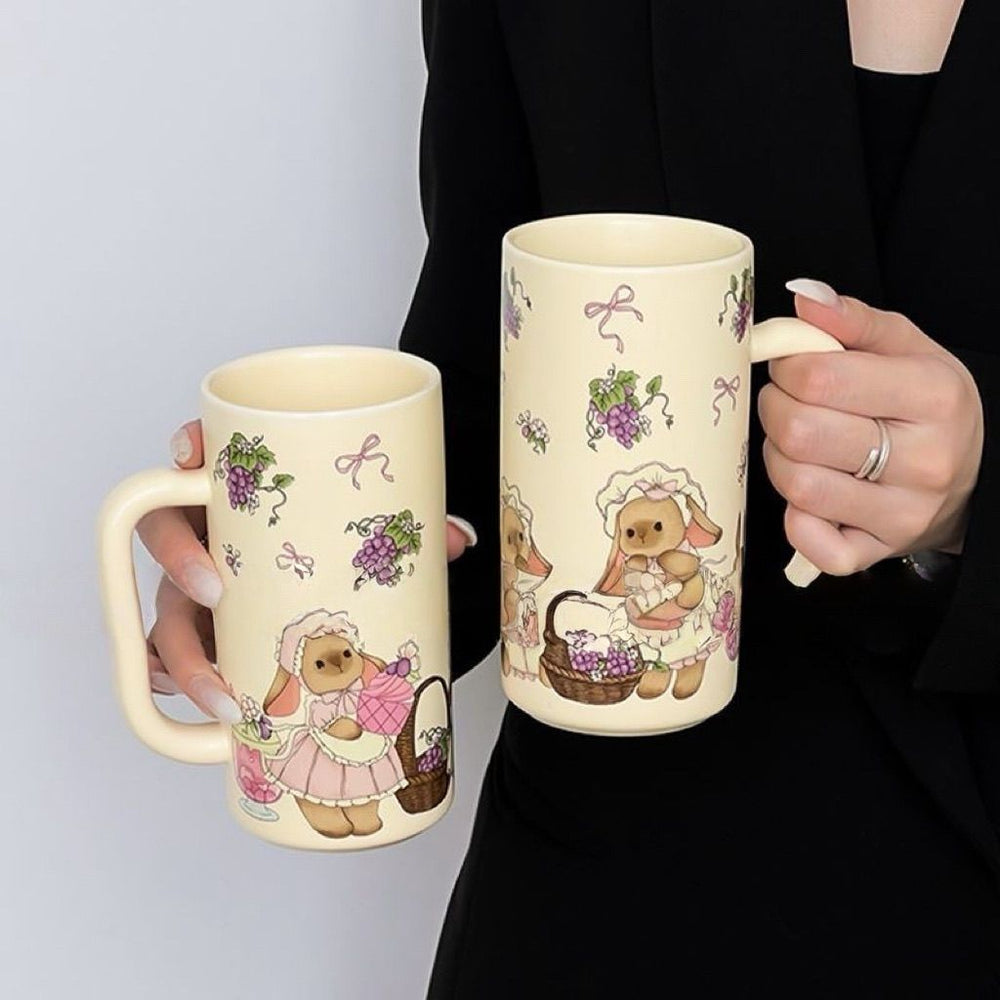 Cute ceramic mug cartoon ceramic cup high-value couple's drinking cup home breakfast cup - minor imperfections