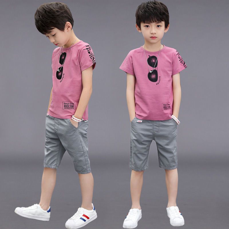 Kids' boys' summer outfit set  new style trendy big & tall boys' street style summer short sleeve cool & fashionable
