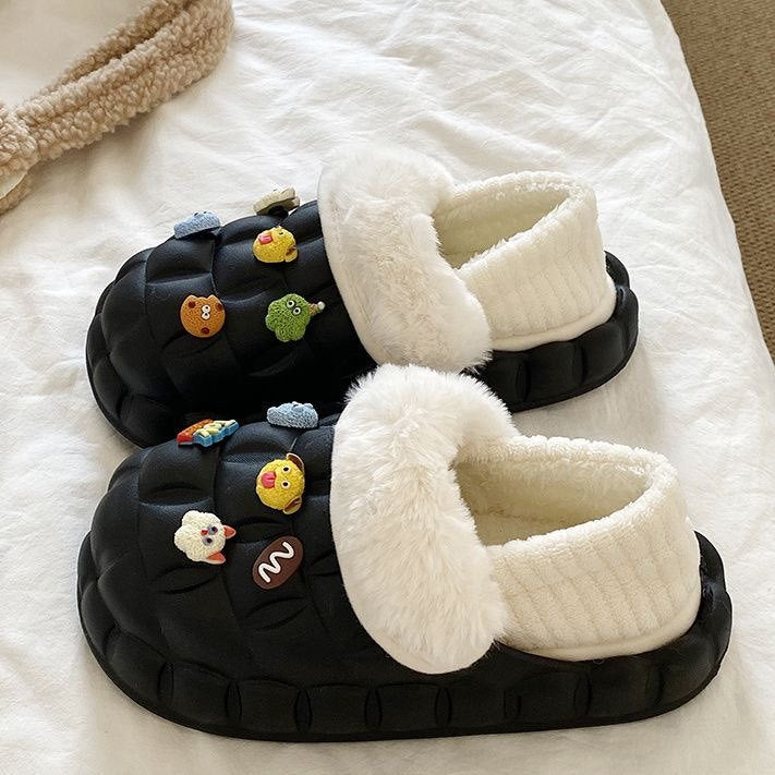 Shirley rose cotton slippers women's winter 2025 new arrivaloutwearthick soleheattechfleece-lined indoor home non-slip baotou cotton shoes