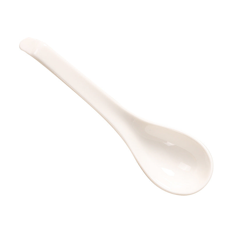 Factory direct minimalist pure white ceramic soup spoon - household tableware, small spoon, rice spoon, soup spoon, serving spoon