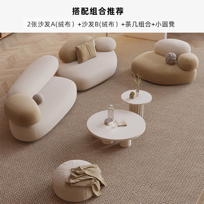 Accessible luxury seating area reception fabric sofa curved small apartment living room special shaped internet celebrity furniture designer style