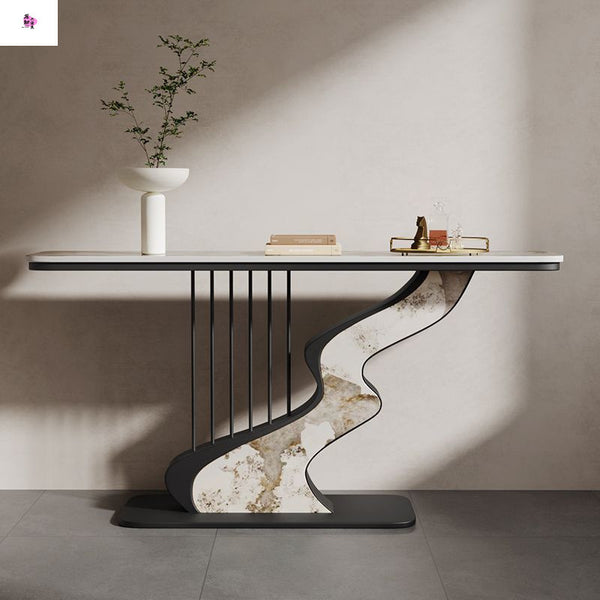 Slate porch table light luxury modern creative fashion simple wall art foyer semicircular end view table decorative cabinet