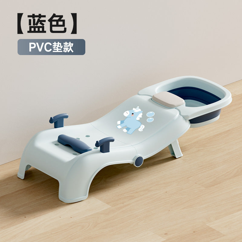 Foldable baby bath chair - anti-slip, reclining design for easy hair washing at home
