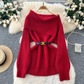 new arrivalfall and wintersweater belt waist easiest for matchfashion one shoulder lapel slimming look chic knittingtops women