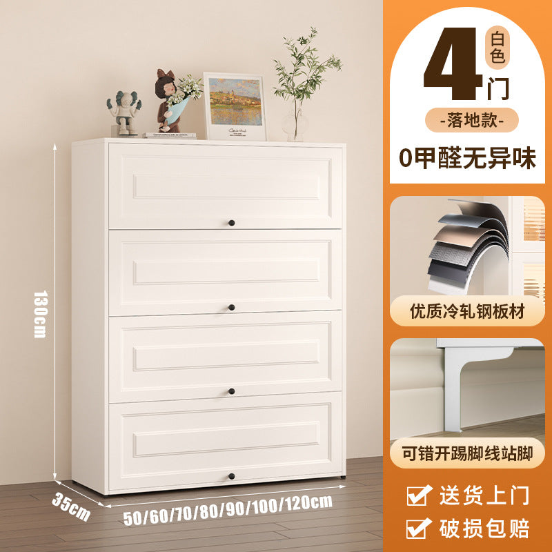 Steel flap door cabinet Household large-capacity dust-proof locker Simple five-bucket display cabinet Cream wind study storage cabinet