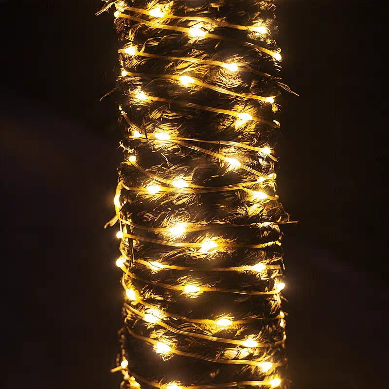 LED solar leather line light new low voltage 24V lantern gypsy star flashing light string outdoor garden decoration around tree light