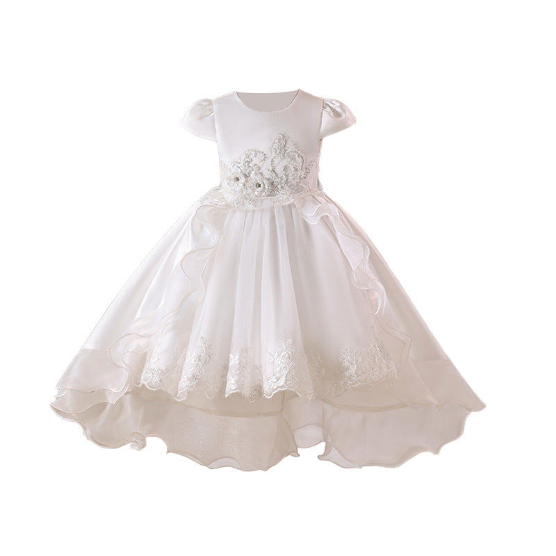 Amazon in stock girls' children's dress satin children's day tail runway princess dress girls' dress cross-border children's clothing
