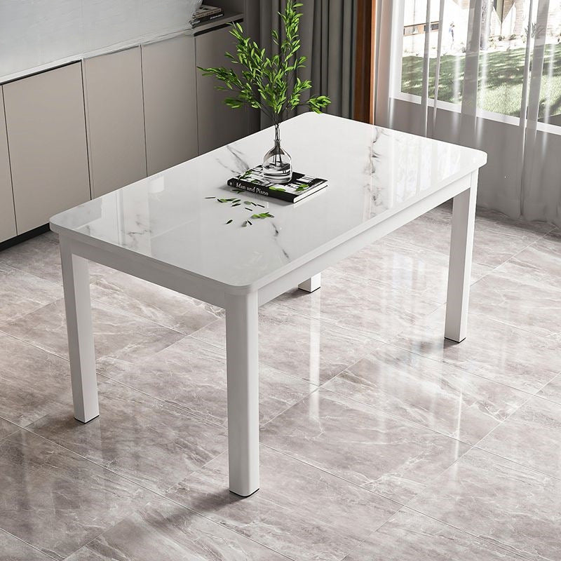 Tempered glass dining table and chair set - modern home dining table for small apartments, living rooms, and rental properties - rectangular table