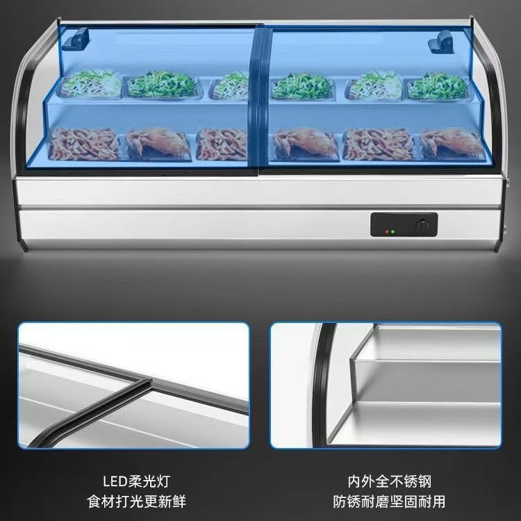 Desktop refrigerated display cabinet tricycle movable stall refrigerator ladder ice table night market barbecue fried skewers cooked food preservation