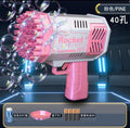 40-hole bubble gun - pink (includes 4 batteries + 1 bottle of bubble solution) - e-commerce packaging