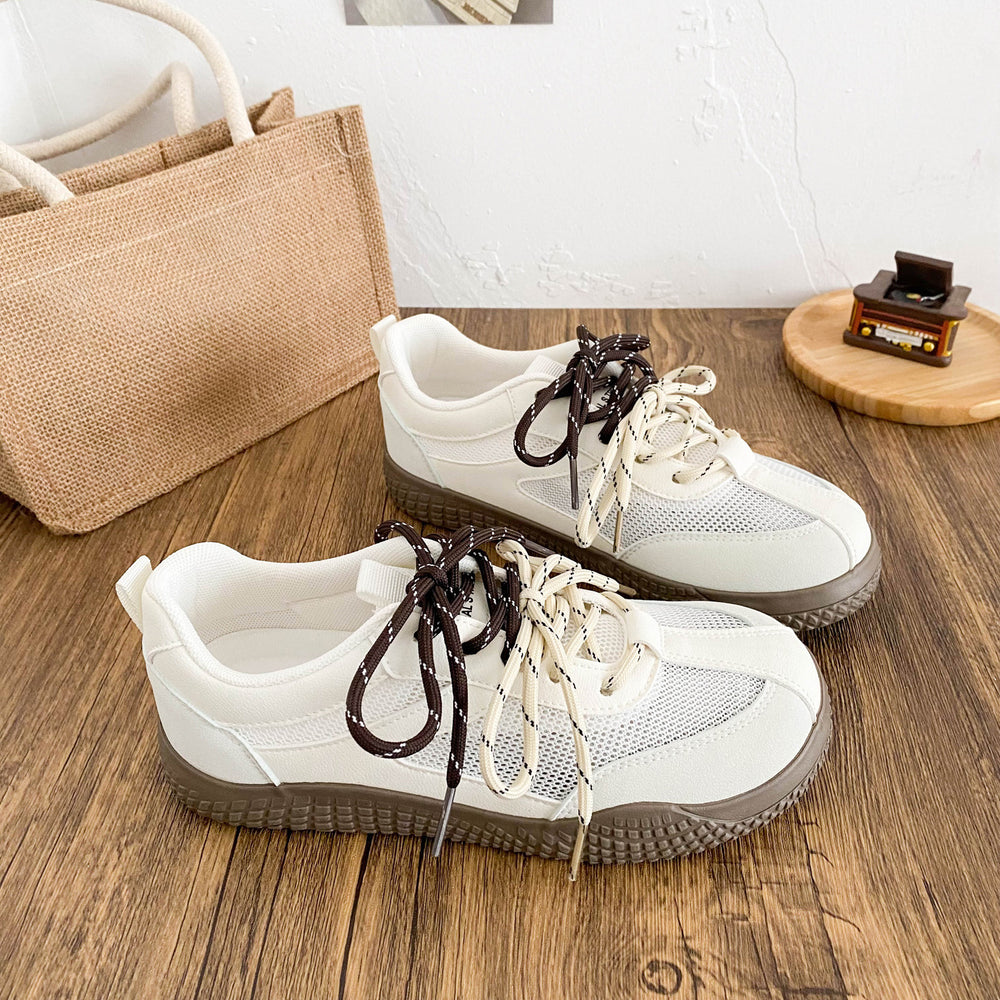 Summer women's bread shoes breathable mesh platform sneakers white shoes versatile with skirts athletic board shoes